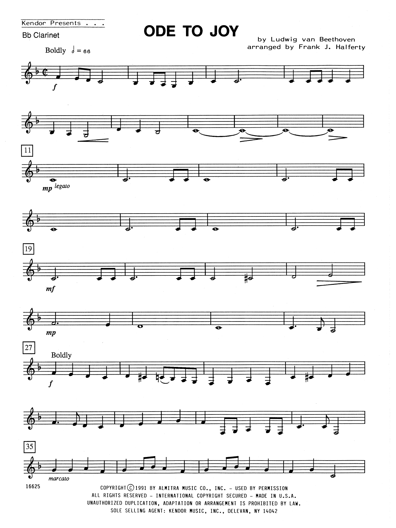 Frank J. Halferty Ode To Joy - Bb Clarinet sheet music notes and chords. Download Printable PDF.
