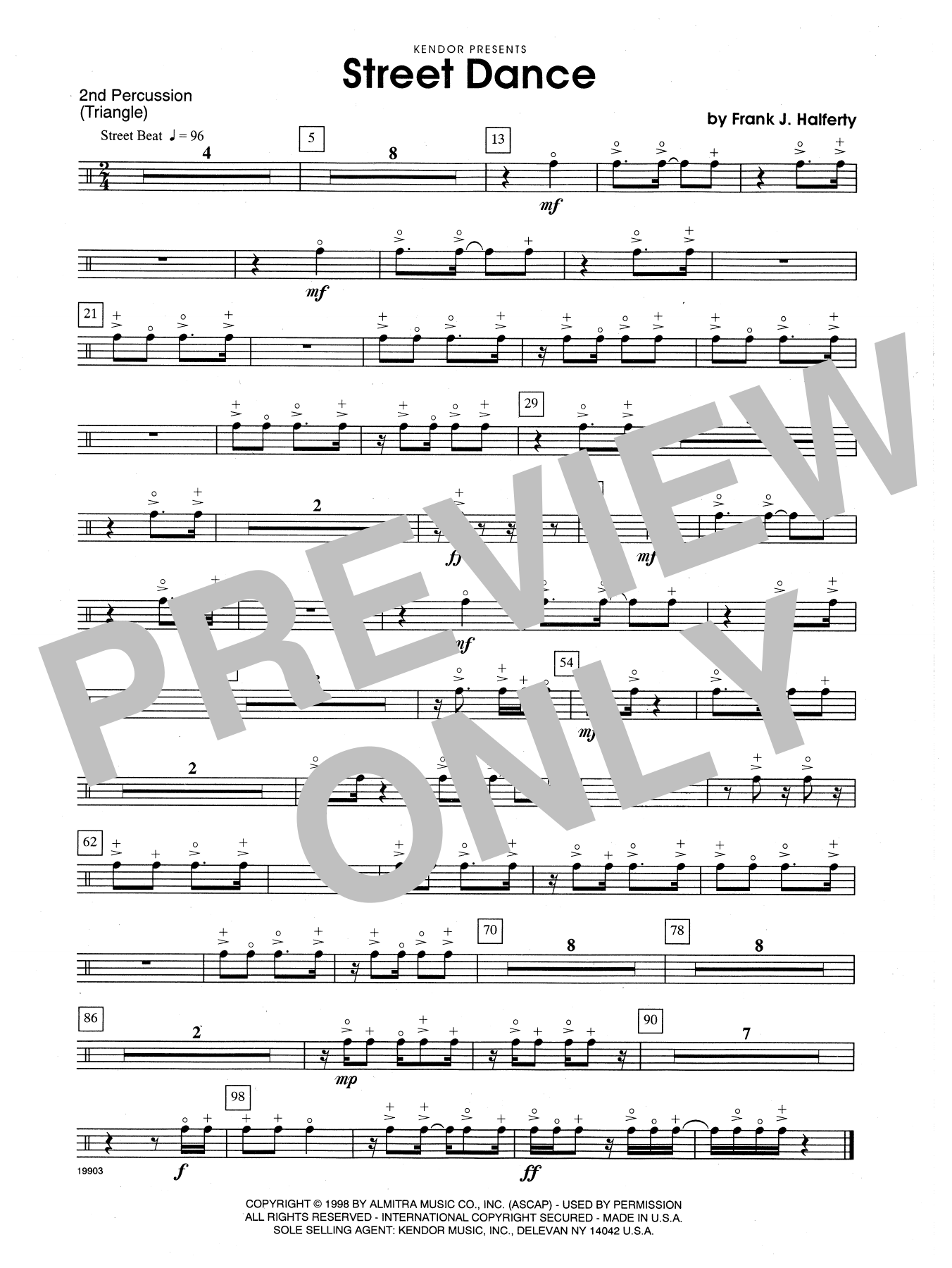 Frank J. Halferty Street Dance - Percussion 2 sheet music notes and chords arranged for Percussion Ensemble