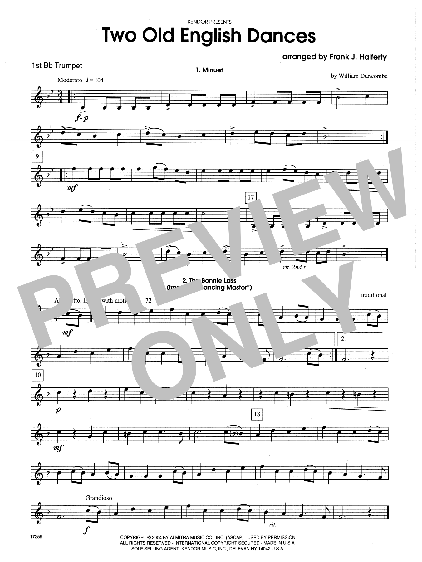 Frank J. Halferty Two Old English Dances - 1st Bb Trumpet sheet music notes and chords. Download Printable PDF.