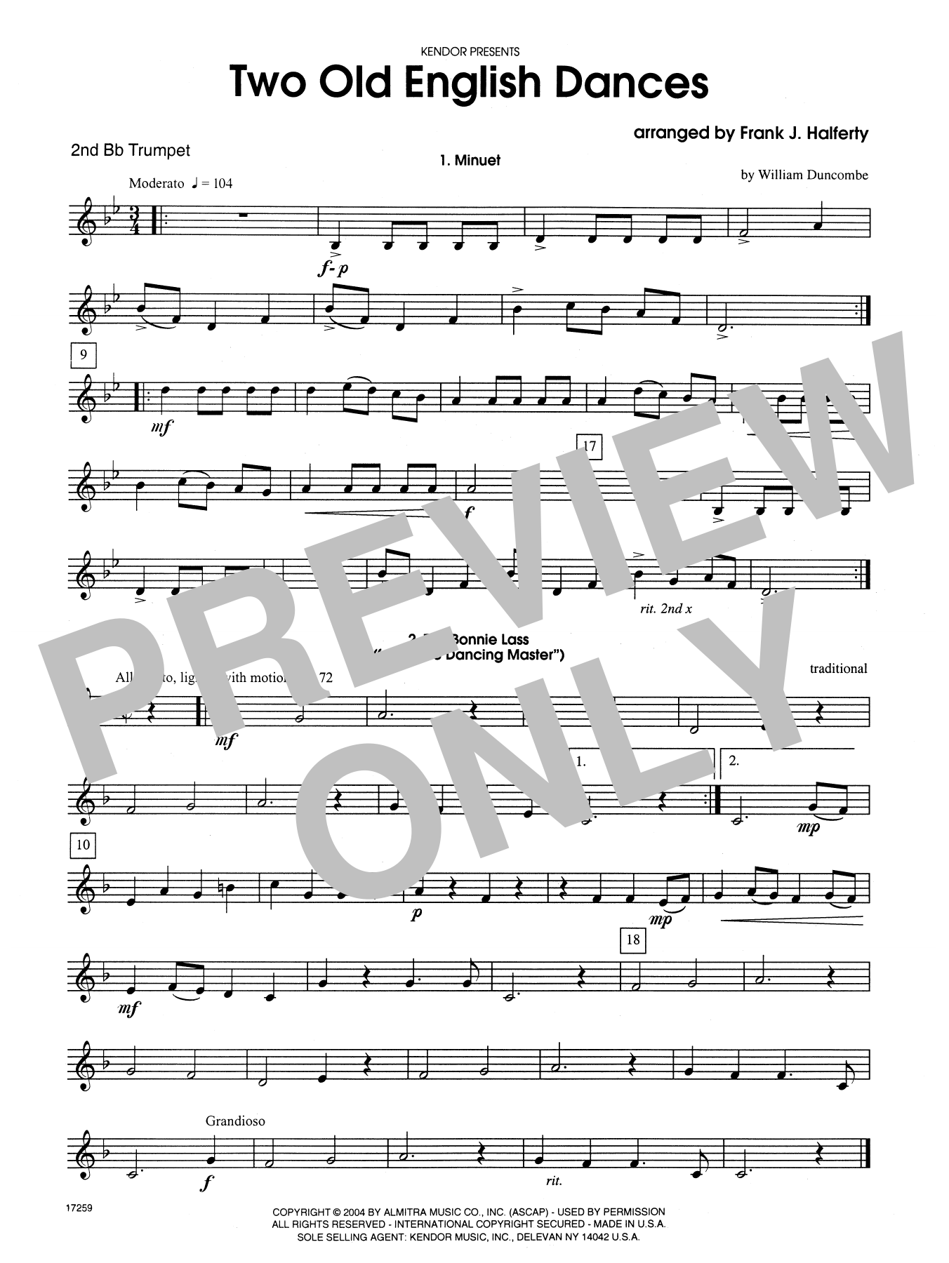 Frank J. Halferty Two Old English Dances - 2nd Bb Trumpet sheet music notes and chords. Download Printable PDF.