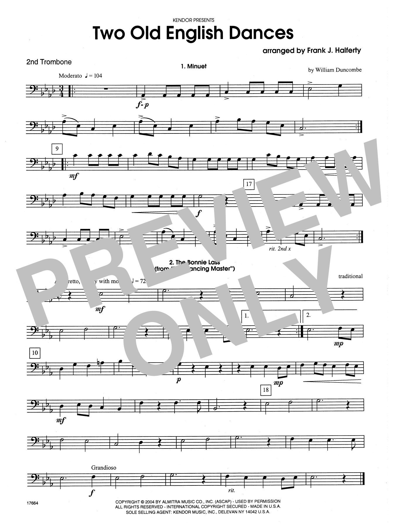 Frank J. Halferty Two Old English Dances - 2nd Trombone sheet music notes and chords. Download Printable PDF.
