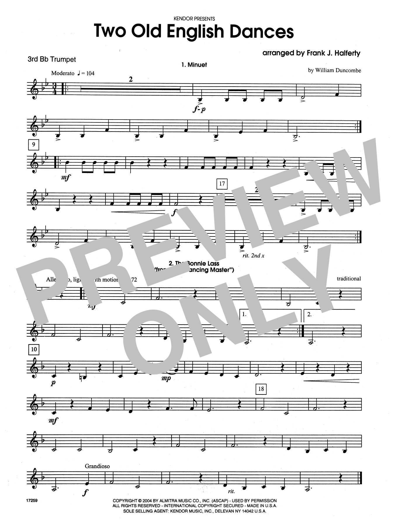 Frank J. Halferty Two Old English Dances - 3rd Bb Trumpet sheet music notes and chords. Download Printable PDF.