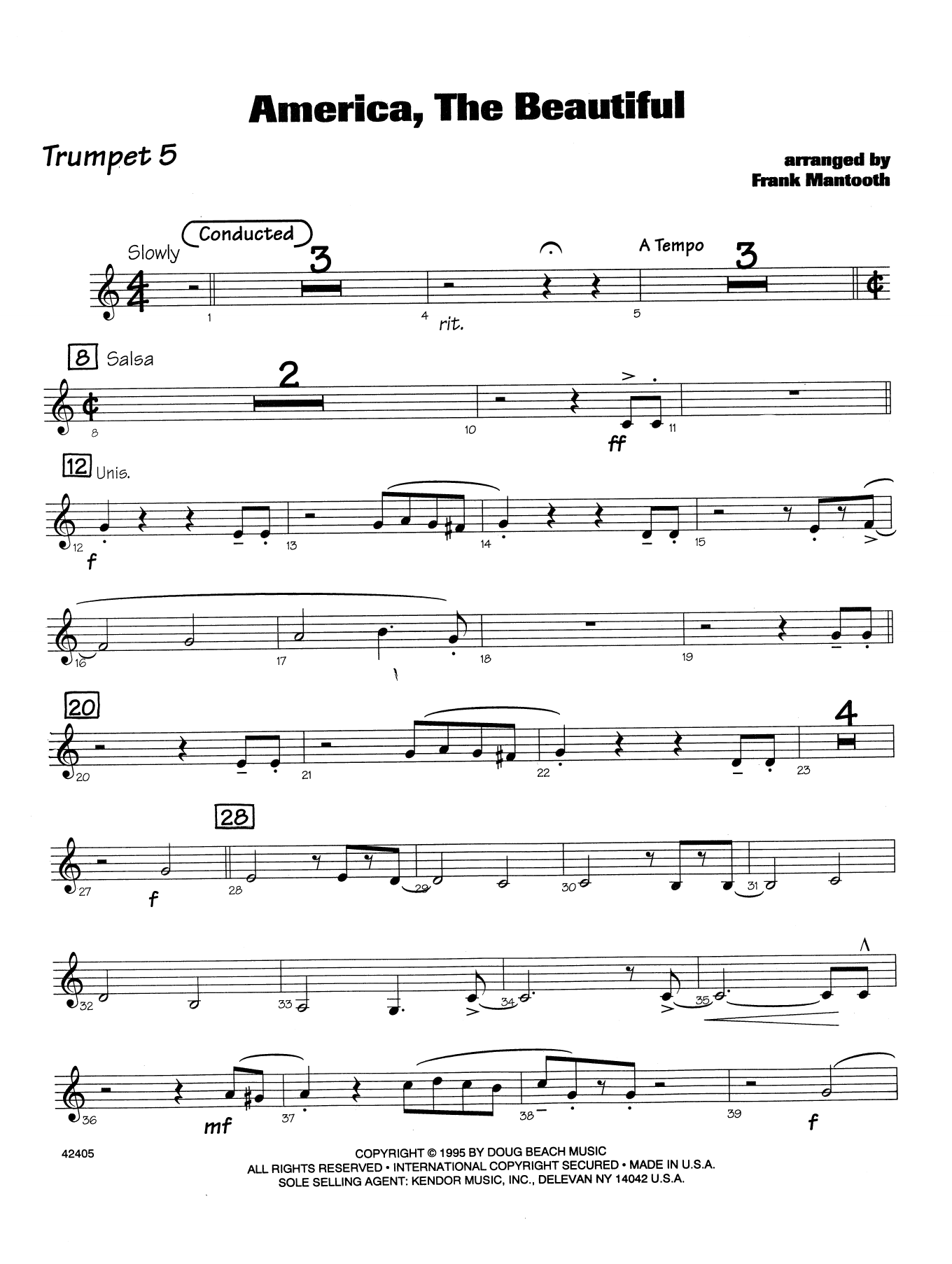 Frank Mantooth America, the Beautiful - 5th Bb Trumpet sheet music notes and chords arranged for Jazz Ensemble
