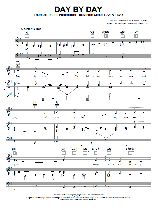 Frank Sinatra Day By Day sheet music notes and chords. Download Printable PDF.