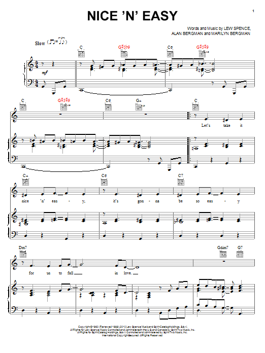 Frank Sinatra Nice 'N' Easy sheet music notes and chords arranged for Piano, Vocal & Guitar Chords