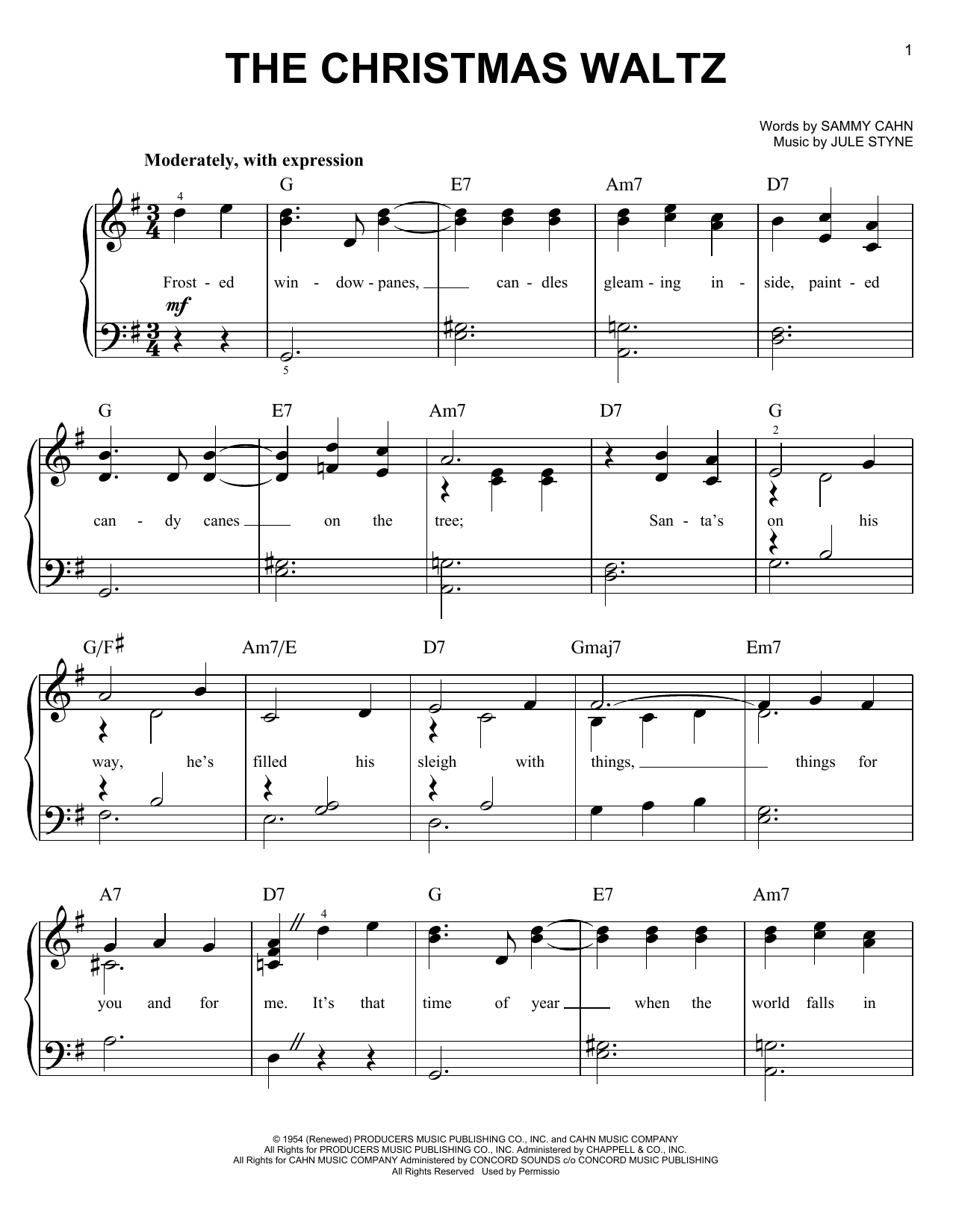 Frank Sinatra The Christmas Waltz sheet music notes and chords. Download Printable PDF.