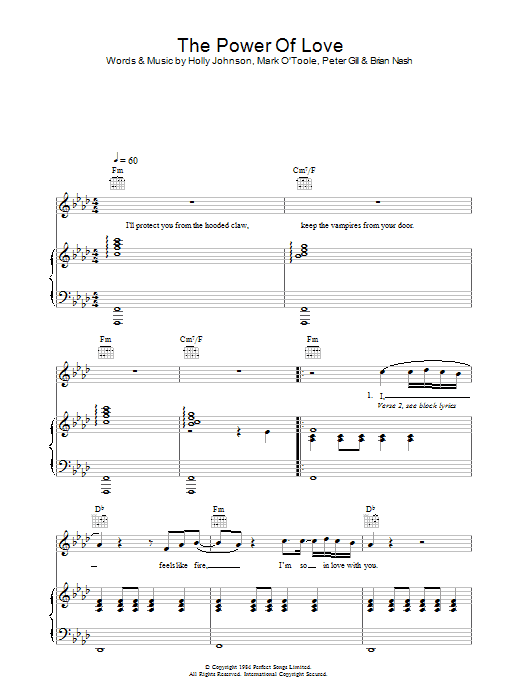 Frankie Goes To Hollywood The Power Of Love sheet music notes and chords arranged for Alto Sax Solo