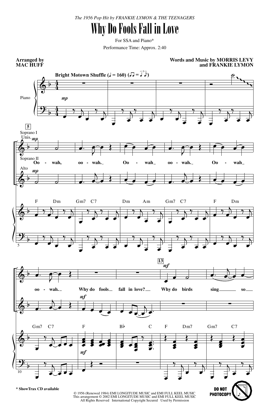 Frankie Lymon & The Teenagers Why Do Fools Fall In Love (arr. Mac Huff) sheet music notes and chords arranged for SSA Choir