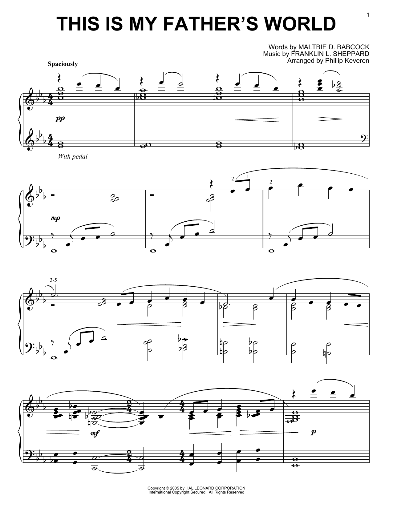 Franklin L. Sheppard This Is My Father's World [Jazz version] (arr. Phillip Keveren) sheet music notes and chords arranged for Piano Solo