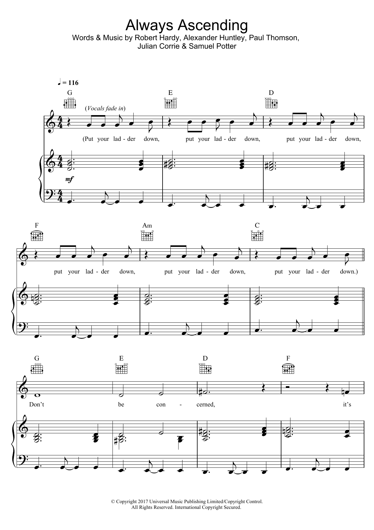 Franz Ferdinand Always Ascending sheet music notes and chords arranged for Piano, Vocal & Guitar Chords