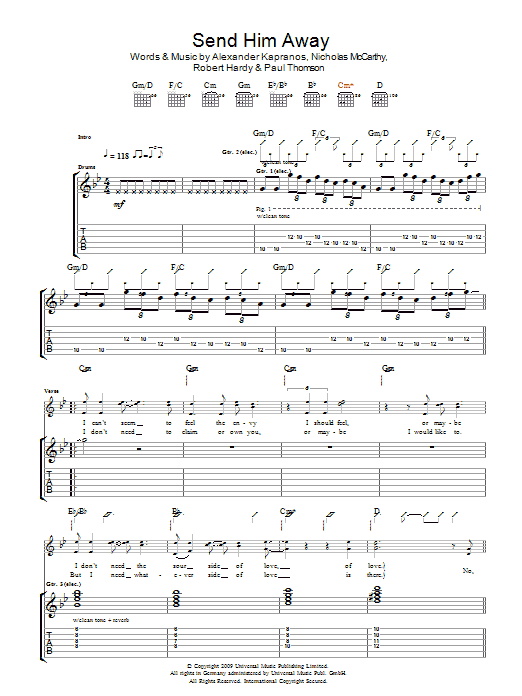 Franz Ferdinand Send Him Away sheet music notes and chords arranged for Guitar Tab