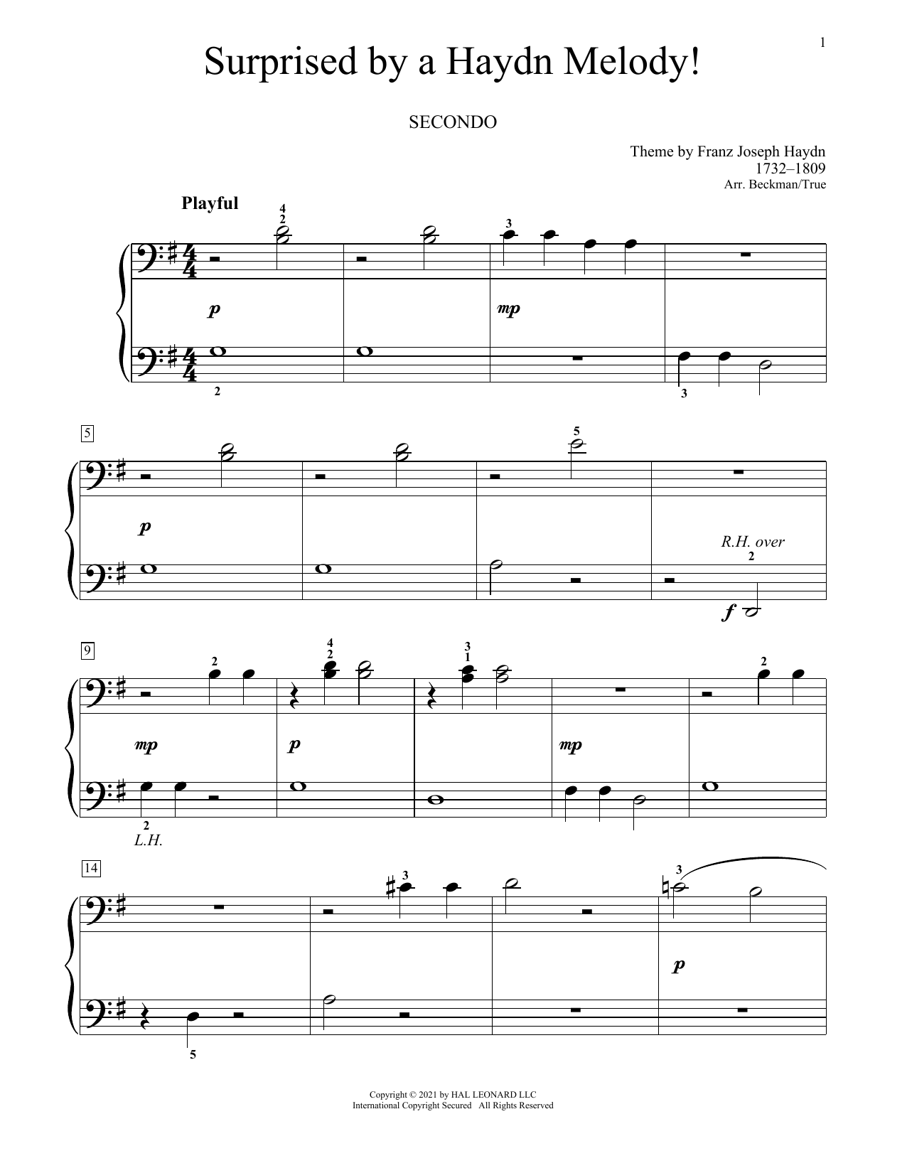 Franz Joseph Haydn Surprised By A Haydn Melody! sheet music notes and chords arranged for Piano Duet
