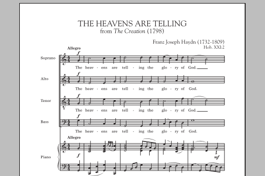 Franz Joseph Haydn The Heavens Are Telling sheet music notes and chords arranged for SATB Choir