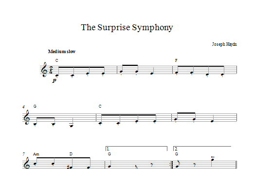 Franz Joseph Haydn The Surprise Symphony sheet music notes and chords arranged for Violin Solo