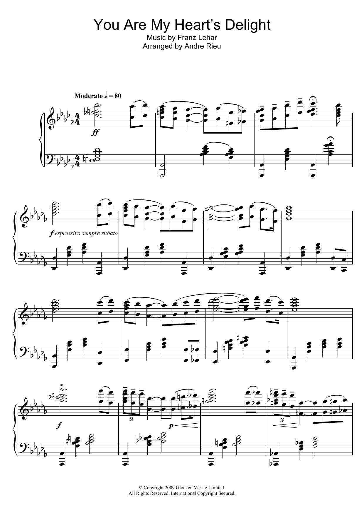 Franz Lehár You Are My Heart's Delight sheet music notes and chords arranged for Piano Solo