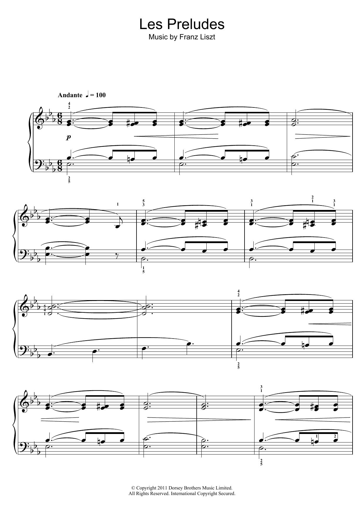 Franz Liszt Les Preludes sheet music notes and chords arranged for Piano Solo