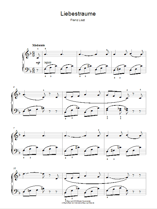 Franz Liszt Liebestraume: Notturno No.3 In A Flat: O Lieb, So Lang Du Lieben… sheet music notes and chords arranged for Easy Piano