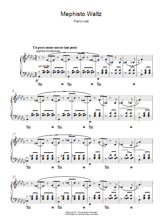 Franz Liszt Mephisto Waltz sheet music notes and chords arranged for Piano Solo