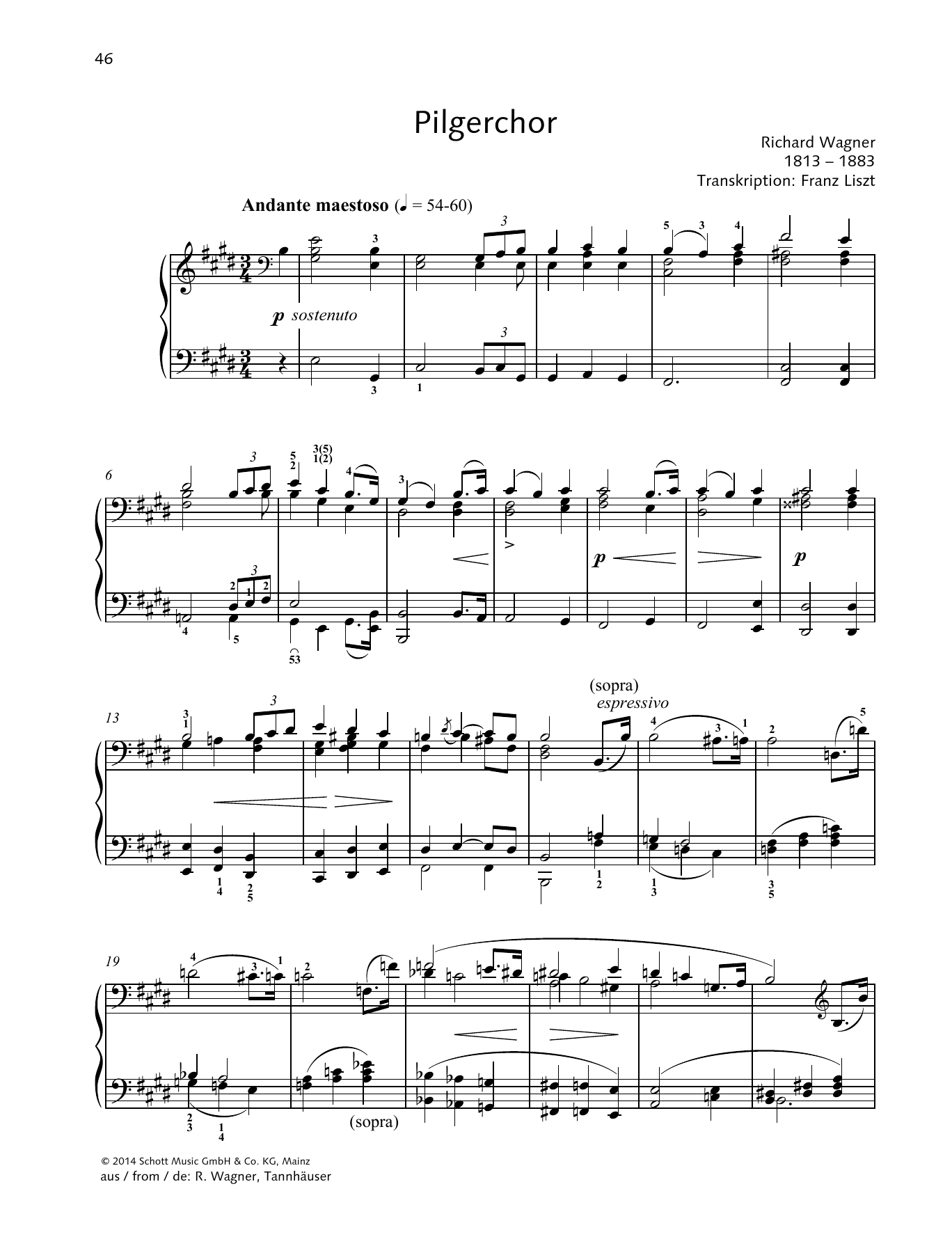 Franz Liszt Pilgerchor sheet music notes and chords arranged for Piano Solo