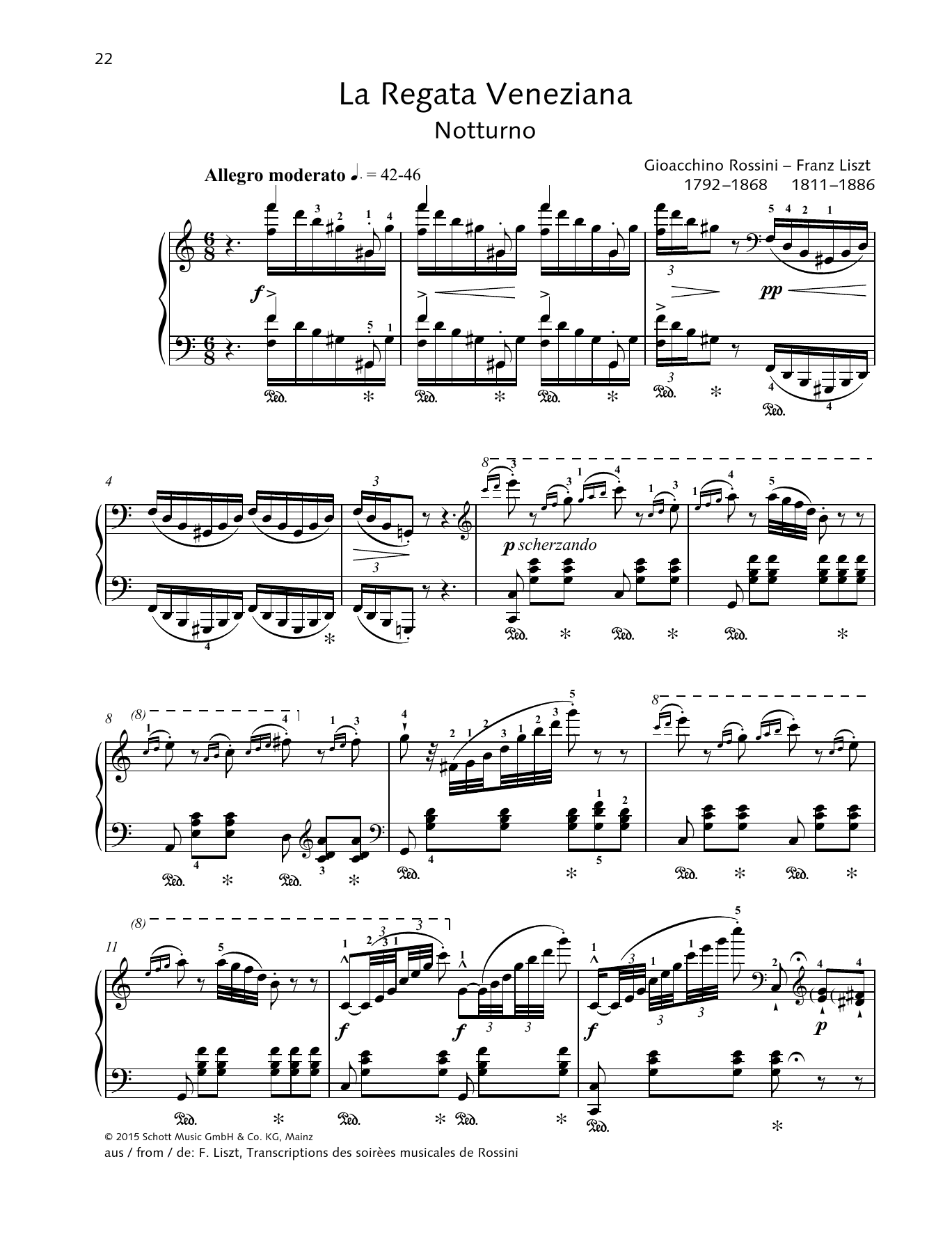 Franz Liszt; Giacchino Rossini La regata veneziana sheet music notes and chords arranged for Piano Solo