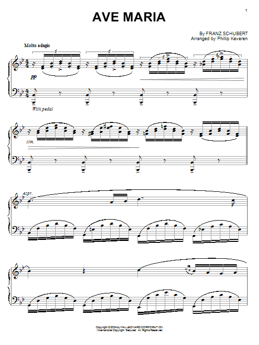 Franz Schubert Ave Maria (arr. Phillip Keveren) sheet music notes and chords arranged for Piano Solo