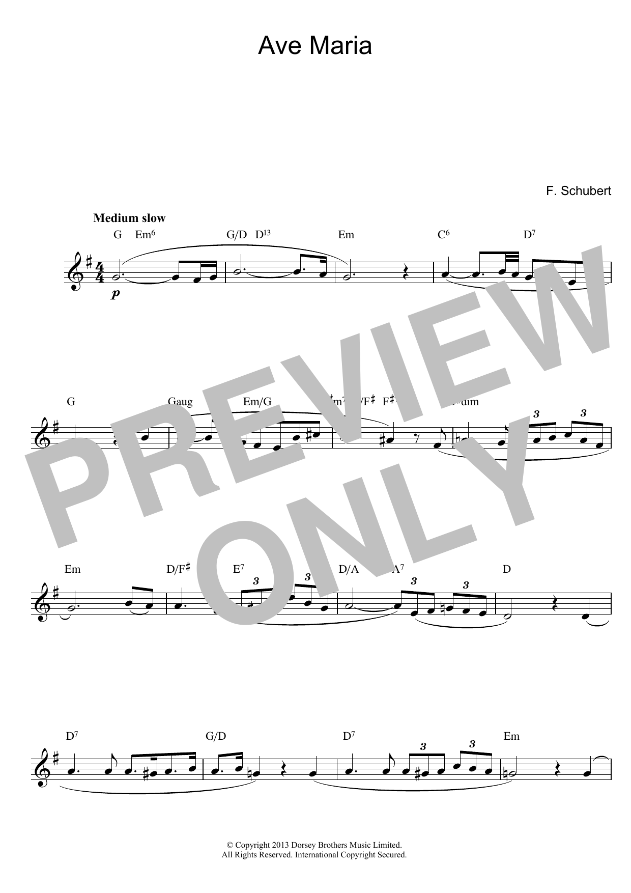 Franz Schubert Ave Maria sheet music notes and chords arranged for Piano Solo