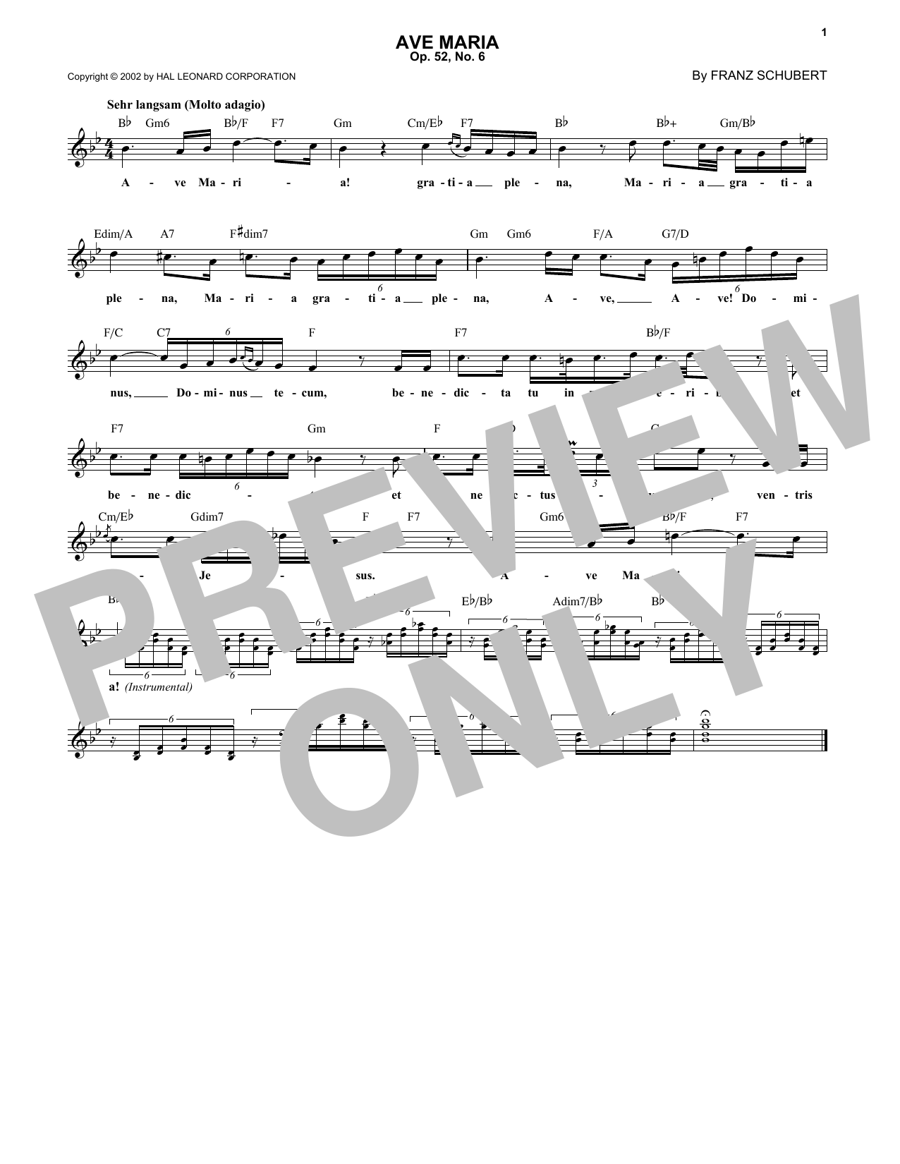 Franz Schubert Ave Maria, Op. 52, No. 6 sheet music notes and chords arranged for Flute and Piano