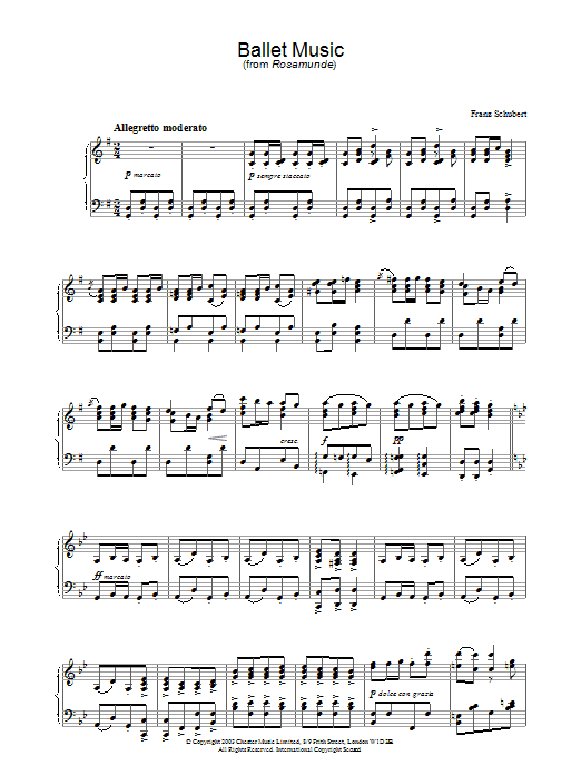 Franz Schubert Ballet Music sheet music notes and chords arranged for Piano Solo