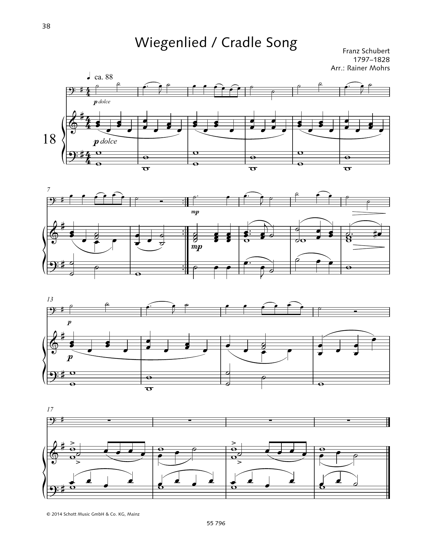 Franz Schubert Cradle Song sheet music notes and chords arranged for String Solo