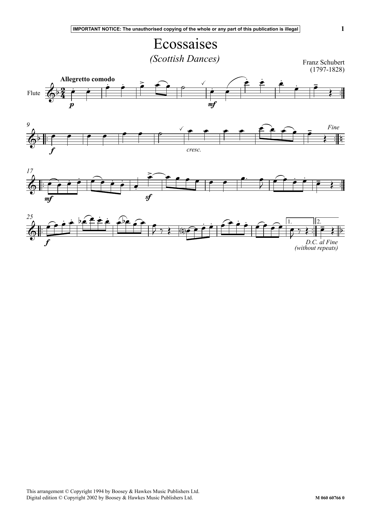 Franz Schubert Ecossaises (Scottish Dances) sheet music notes and chords arranged for Instrumental Solo