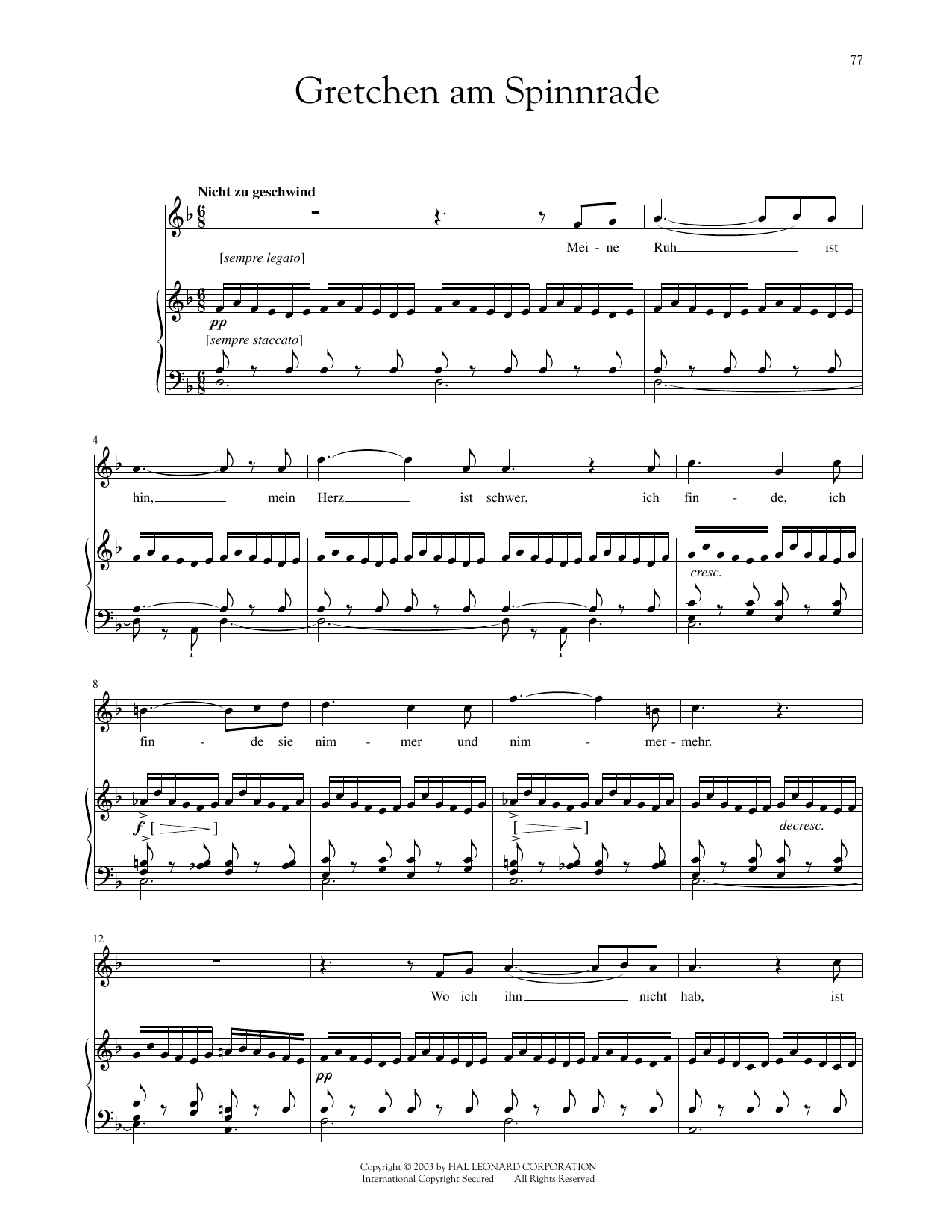 Franz Schubert Gretchen At The Spinning Wheel (Gretchen Am Spinnrade) (arr. Richard Walters) sheet music notes and chords arranged for Piano & Vocal