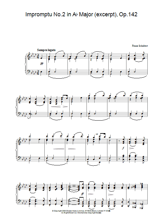 Franz Schubert Impromptu No.2 in Ab Major (excerpt), Op.142 sheet music notes and chords arranged for Piano Solo