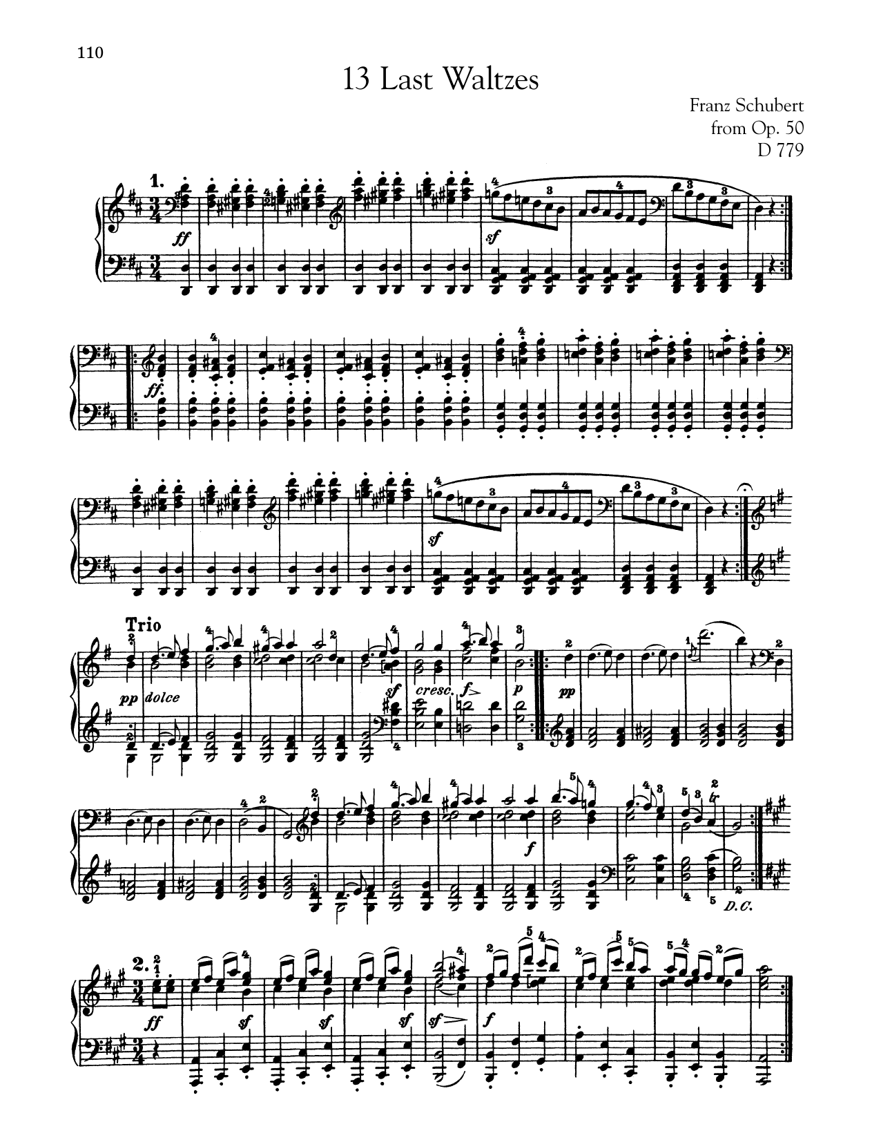 Franz Schubert Last Waltzes sheet music notes and chords arranged for Piano Solo