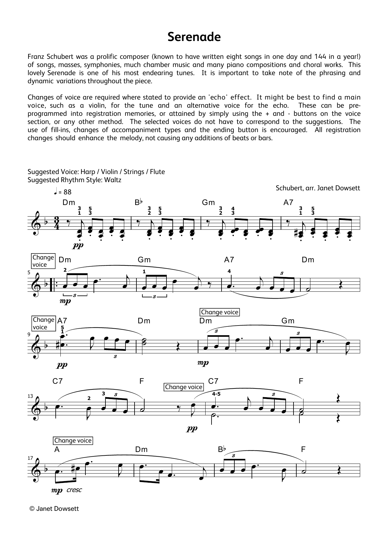 Franz Schubert Serenade (LCME Electronic Keyboard Grade 3 List B & C) sheet music notes and chords arranged for Piano Solo