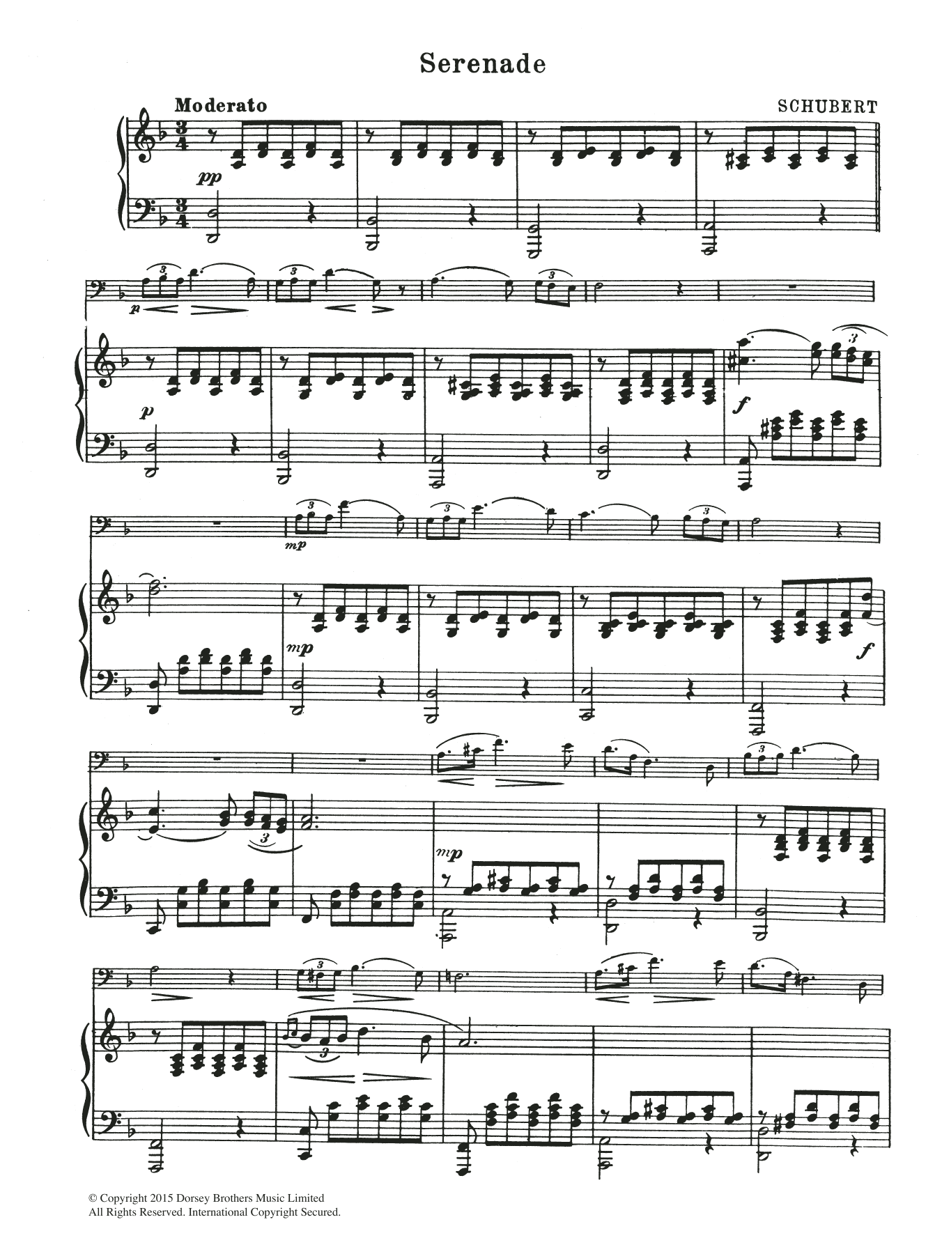 Franz Schubert Serenade sheet music notes and chords arranged for Cello Solo
