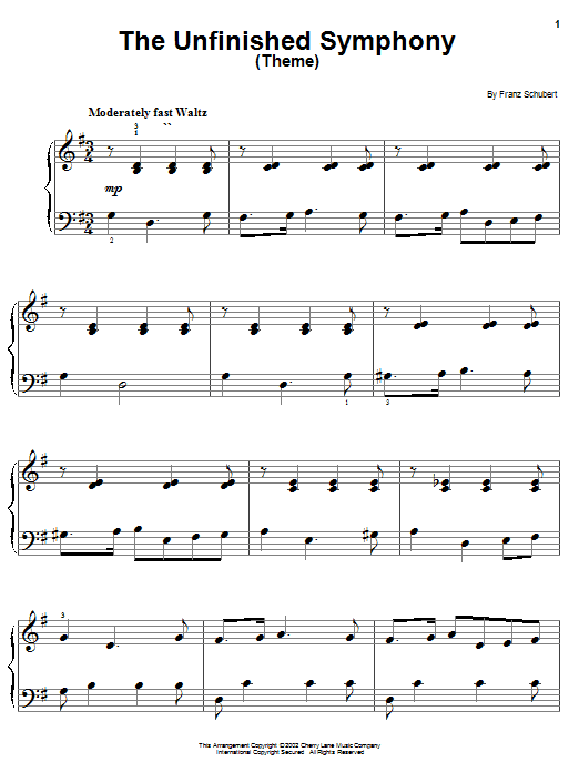 Franz Schubert The Unfinished Symphony (Theme) sheet music notes and chords arranged for Flute Solo