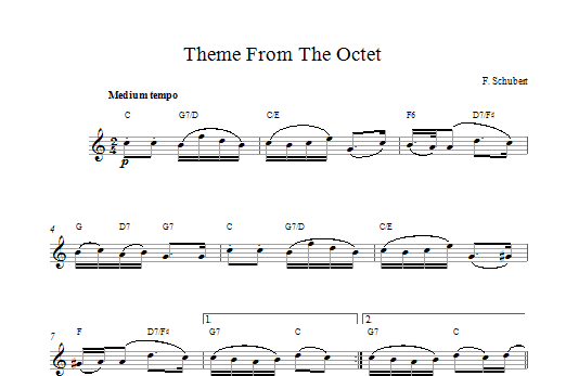 Franz Schubert Theme From The Octet sheet music notes and chords arranged for Lead Sheet / Fake Book