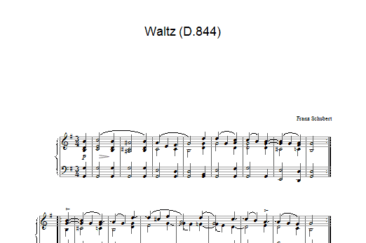 Franz Schubert Waltz (D.844) sheet music notes and chords arranged for Piano Solo