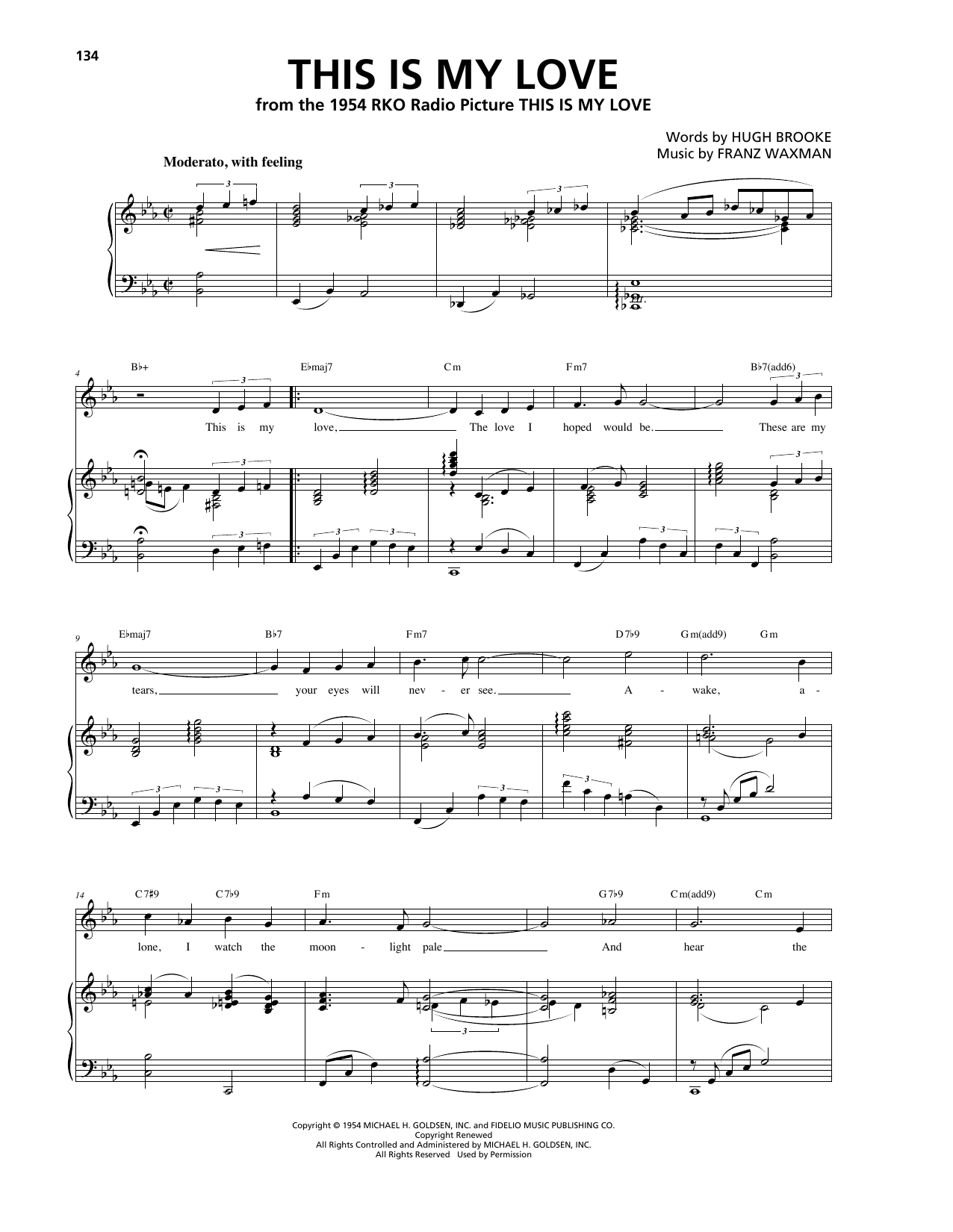 Franz Waxman This Is My Love sheet music notes and chords arranged for Piano, Vocal & Guitar Chords (Right-Hand Melody)