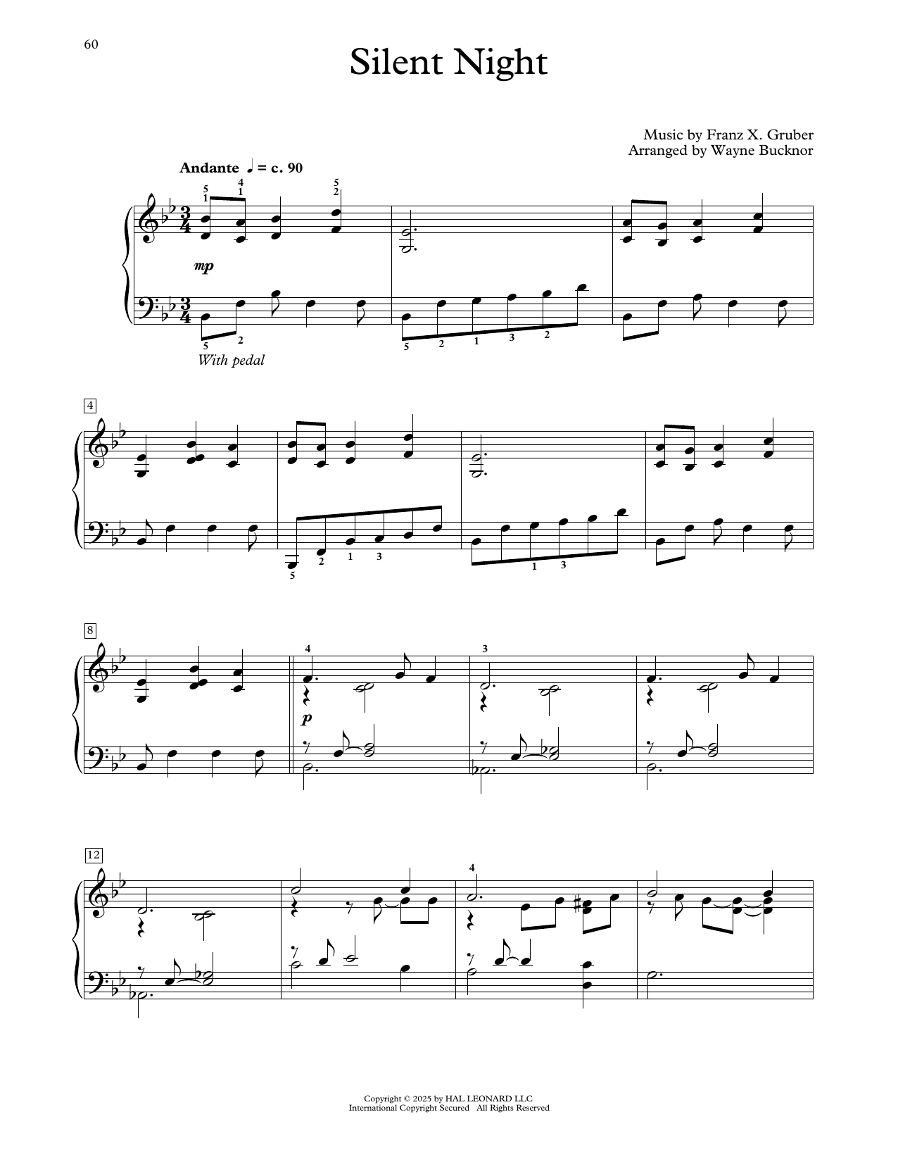Franz X. Gruber Silent Night (arr. Wayne Bucknor) sheet music notes and chords arranged for Educational Piano