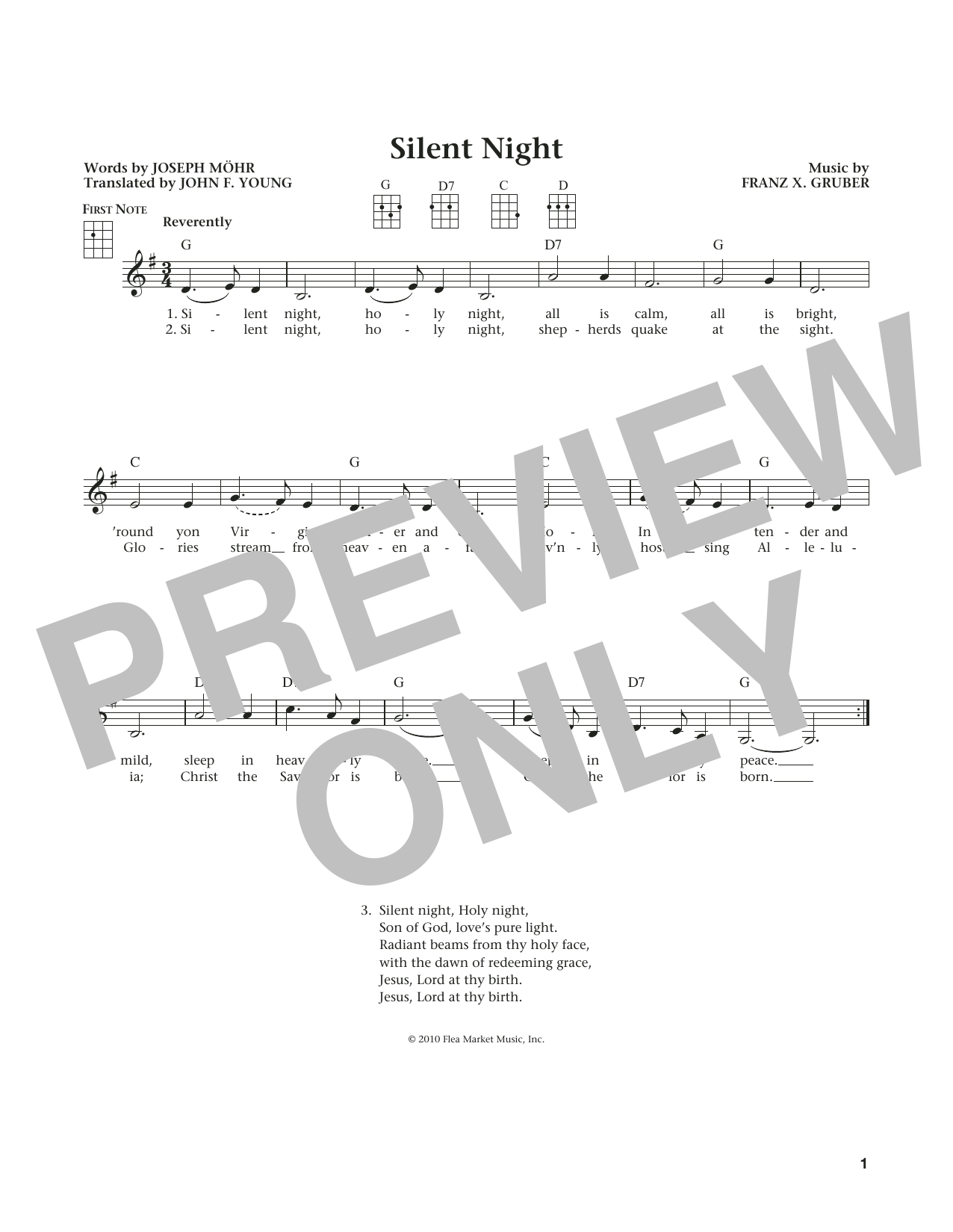 Franz X. Gruber Silent Night (from The Daily Ukulele) (arr. Liz and Jim Beloff) sheet music notes and chords arranged for Ukulele