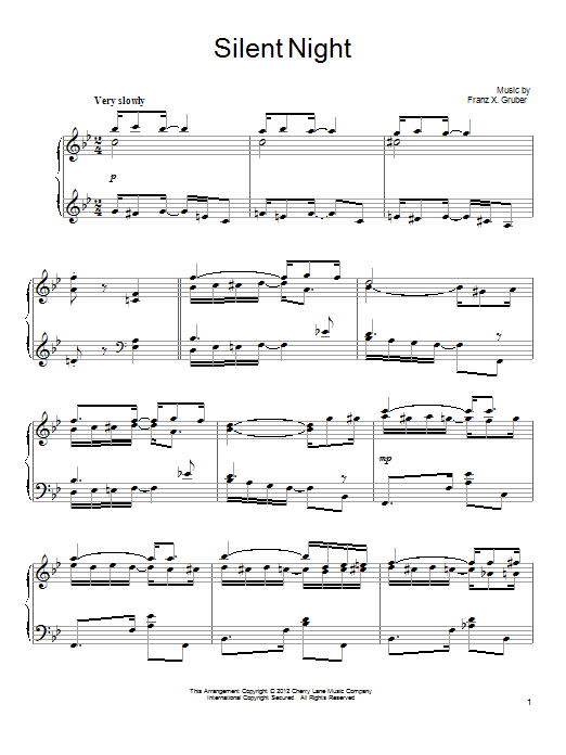 Franz X. Gruber Silent Night [Ragtime version] sheet music notes and chords arranged for Piano Solo