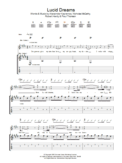 Franz Ferdinand Lucid Dreams sheet music notes and chords arranged for Guitar Tab