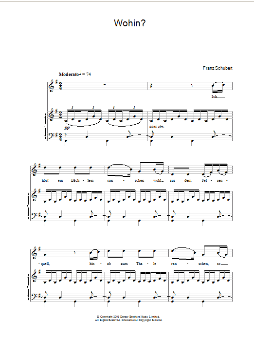 Franz Schubert Wohin sheet music notes and chords. Download Printable PDF.