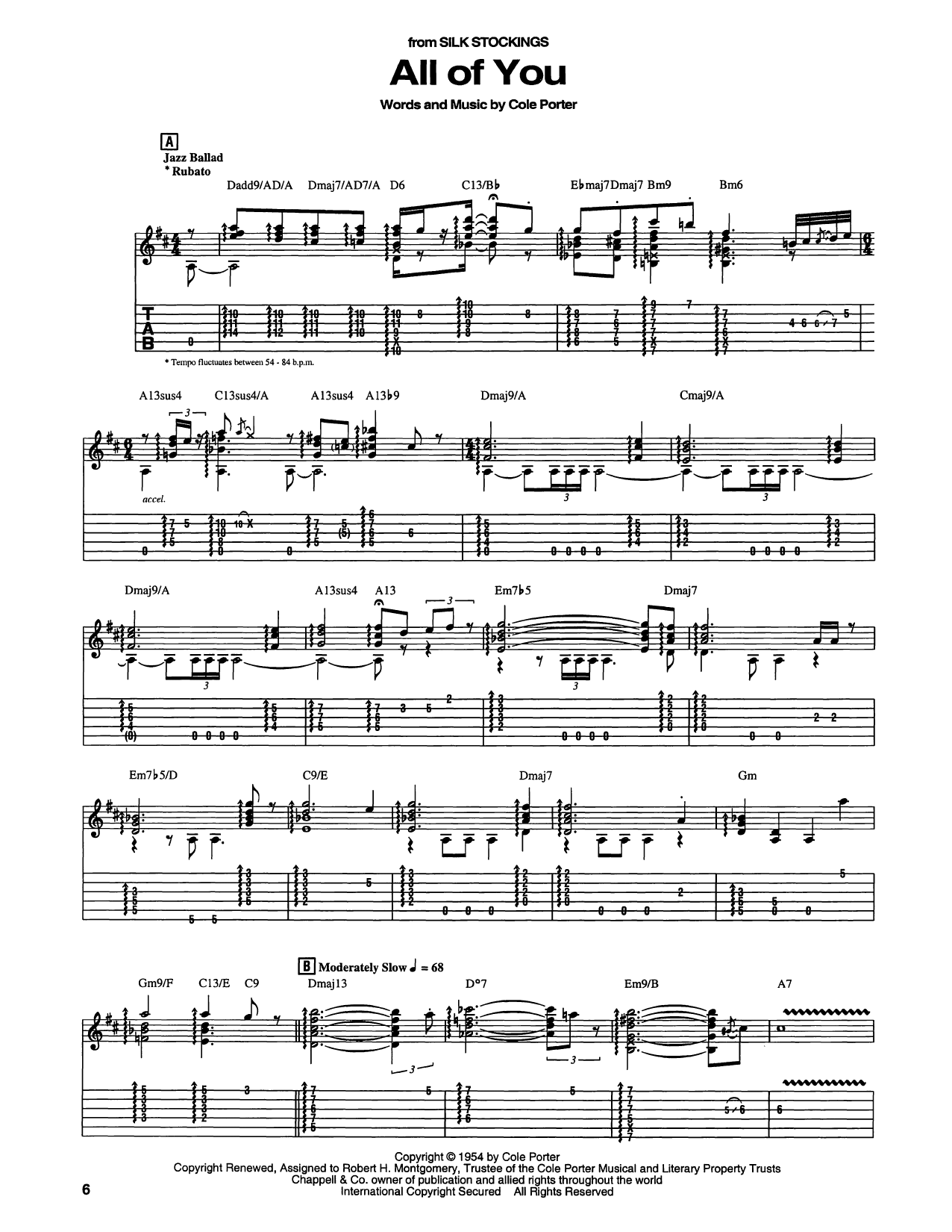 Fred Astaire & Cyd Charisse All Of You (from Silk Stockings) sheet music notes and chords arranged for Solo Guitar