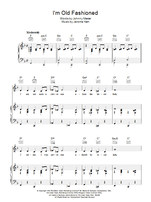 Fred Astaire I'm Old Fashioned sheet music notes and chords arranged for Piano, Vocal & Guitar Chords