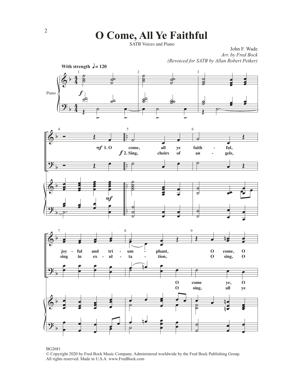 Fred Bock & Allan Robert Petker O Come All Ye Faithful sheet music notes and chords arranged for SATB Choir