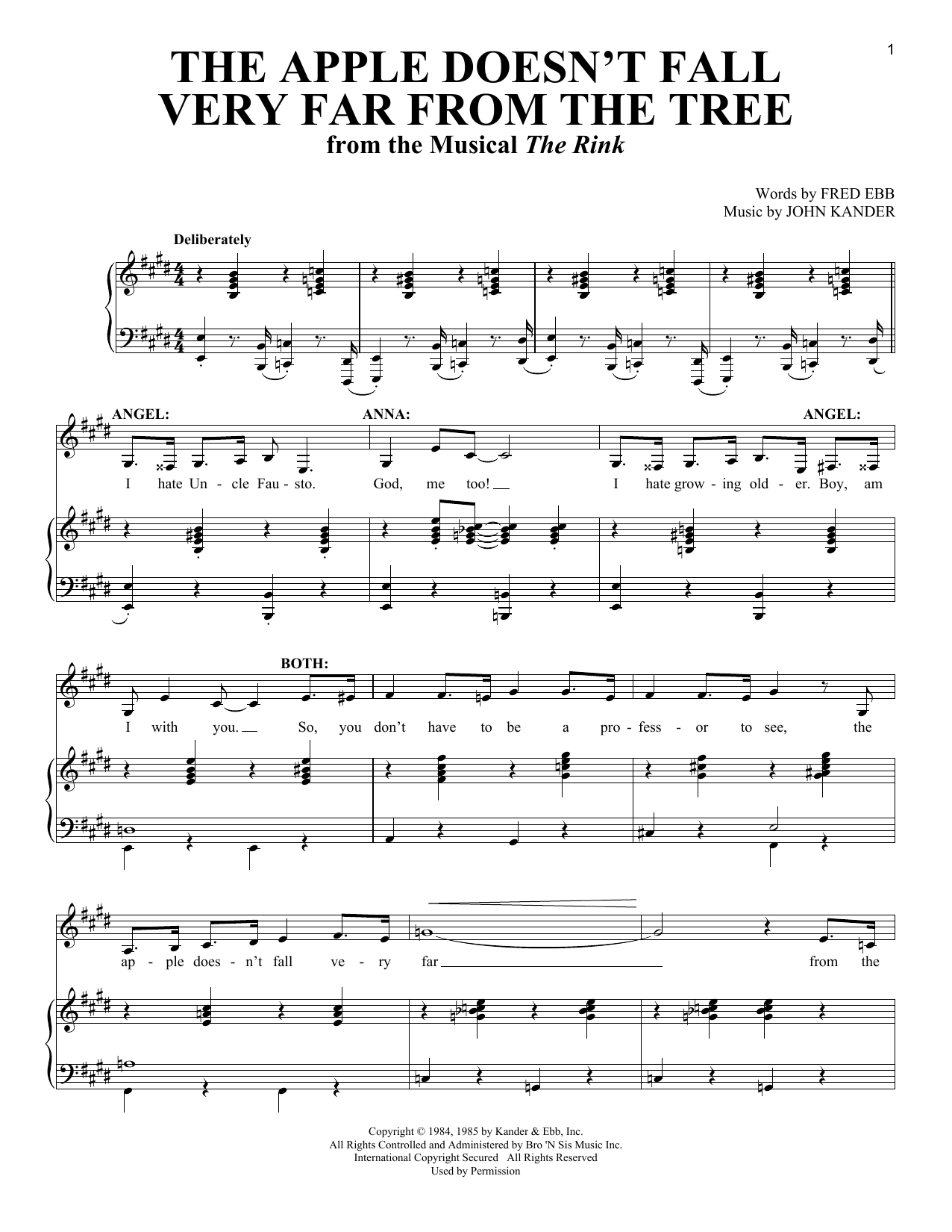 Fred Ebb The Apple Doesn't Fall Very Far From The Tree sheet music notes and chords arranged for Vocal Duet