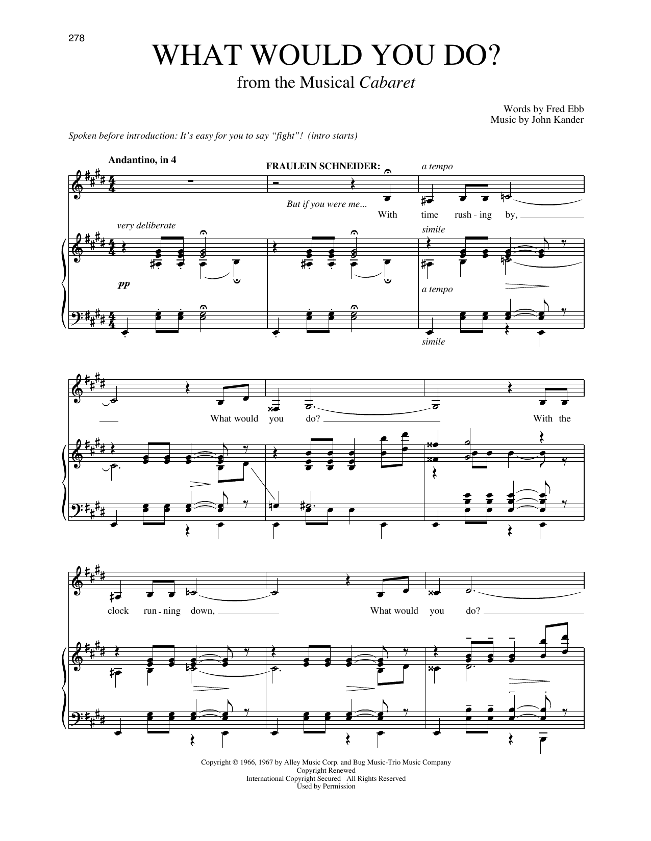 Fred Ebb What Would You Do? (from Cabaret) sheet music notes and chords arranged for Piano & Vocal