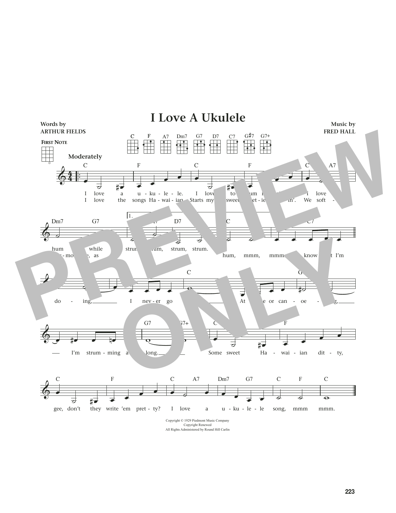Fred Hall I Love A Ukulele (from The Daily Ukulele) (arr. Jim Beloff) sheet music notes and chords arranged for Ukulele